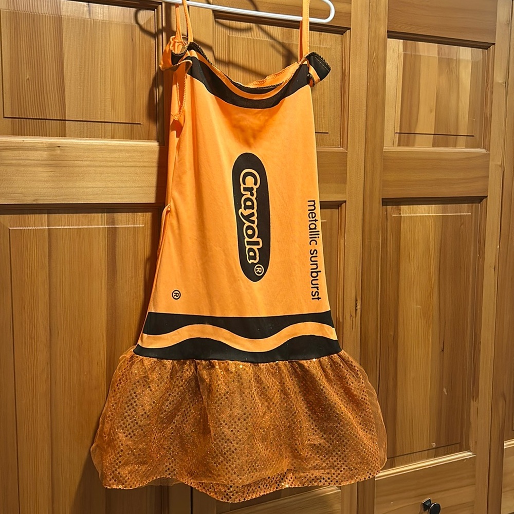 Crayola crayon orange costume with tulle and glitter skirt